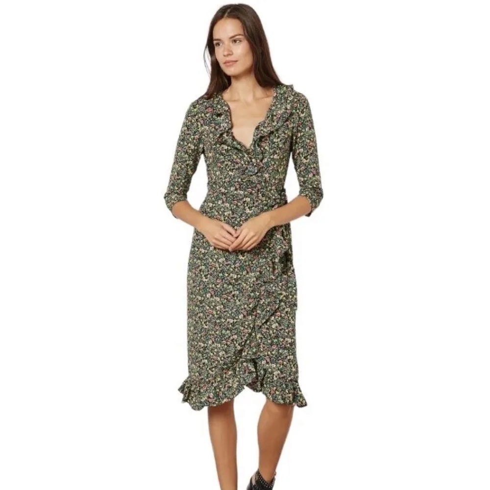 TOPSHOP floral garden wrap ruffle dress size 8